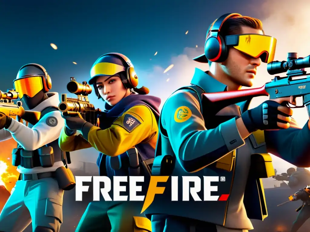 Sincronización de ataques en Free Fire: Equipo estratégico listo para el asalto, coordinación y enfoque intensos en sus rostros