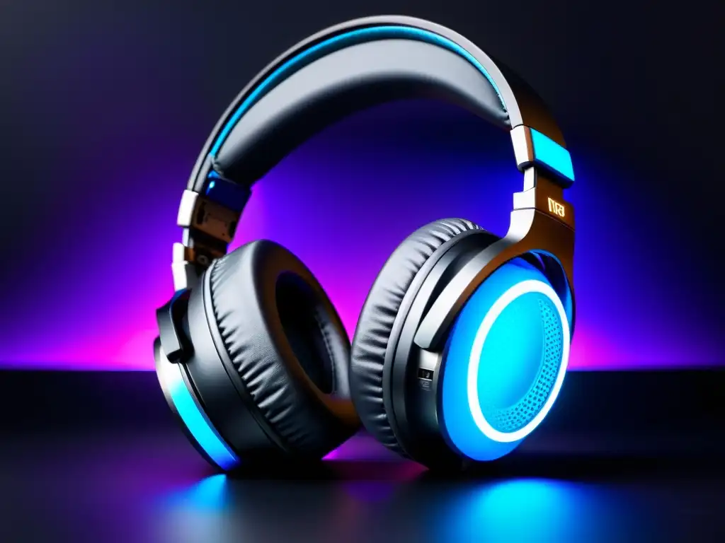 Un auricular de gaming negro con luces LED personalizables, almohadillas de calidad y micrófono flexible