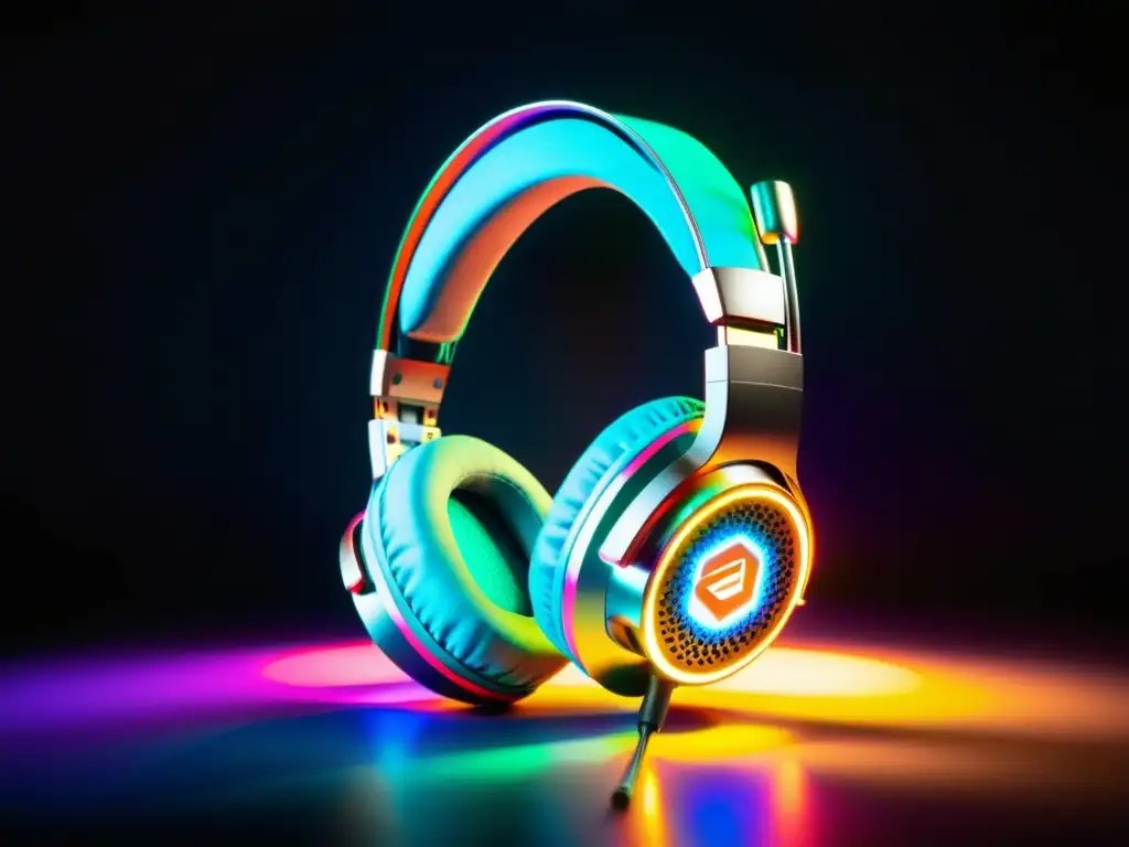 Los auriculares gaming exhiben luces LED vibrantes y diseño moderno