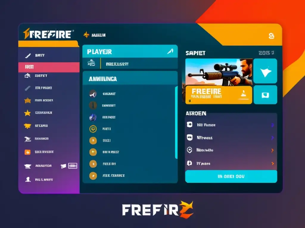 Captura de pantalla de alta resolución de la gestión de inventario en FreeFire, con armas y equipo personalizables