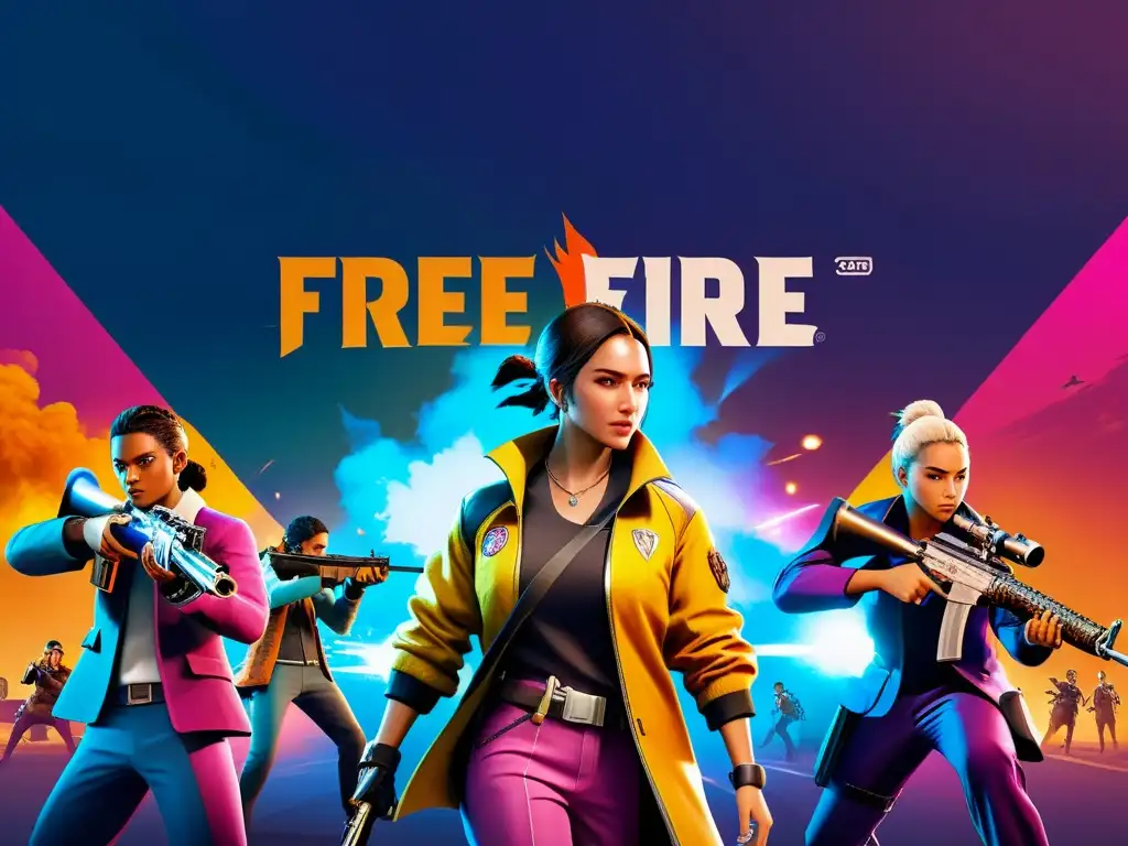 Captura de pantalla de juego de Free Fire con optimización de equipos y estrategia de juego vibrante y dinámica