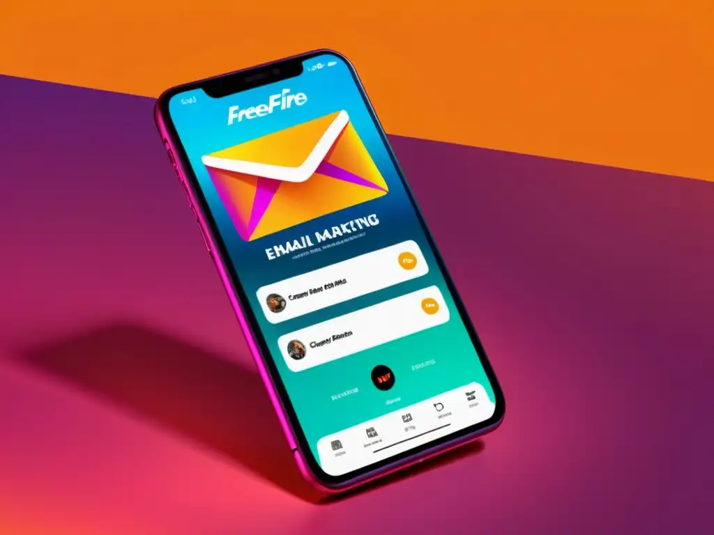 Captura de pantalla de un smartphone con una campaña de email marketing para jugadores de FreeFire