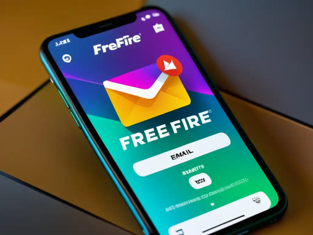 Captura de pantalla del smartphone con campaña de email marketing para jugadores FreeFire