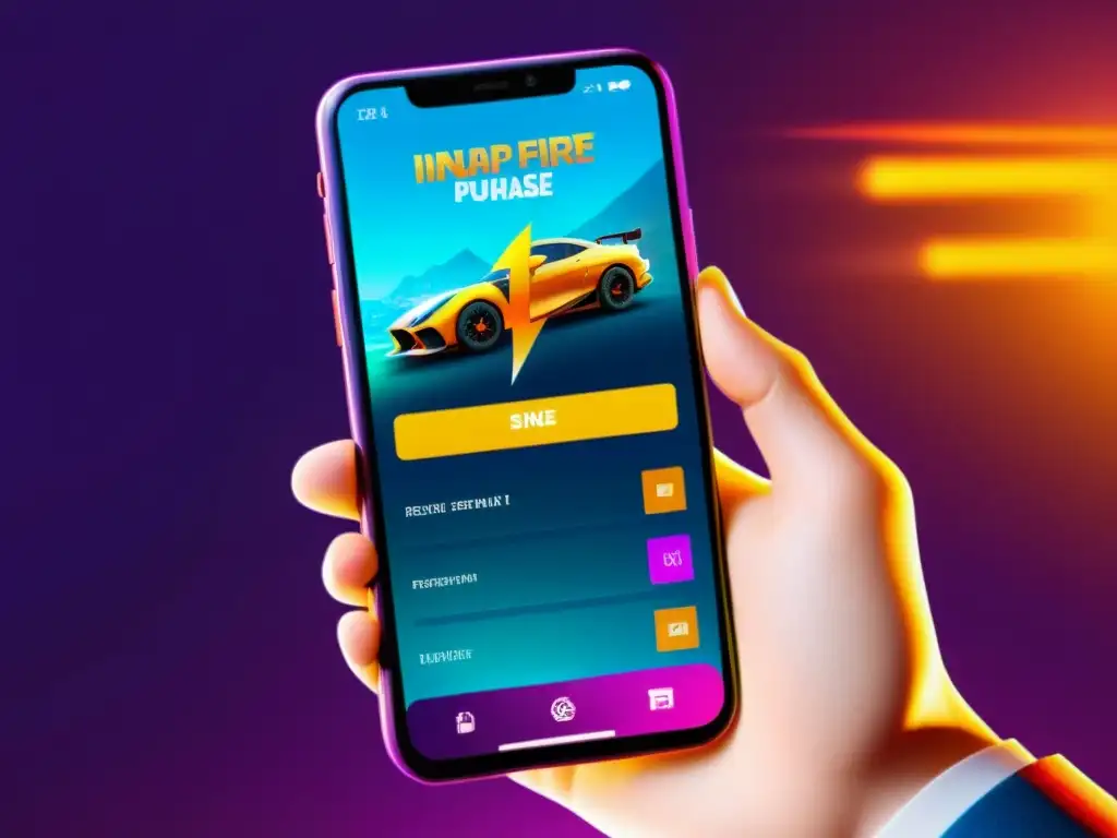 Captura de pantalla con tentadoras compras in-app en Free Fire, mostrando elementos vibrantes y atractivos