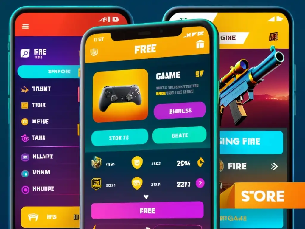 Captura vibrante de la tienda de compras inapp de Free Fire, con ofertas tentadoras y opciones de compra, creando emoción y urgencia