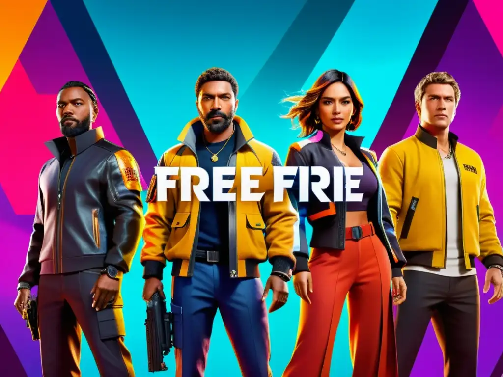 Colaboración innovadora en Free Fire: personajes usando tecnología avanzada y trabajo en equipo en un ambiente futurista y vibrante