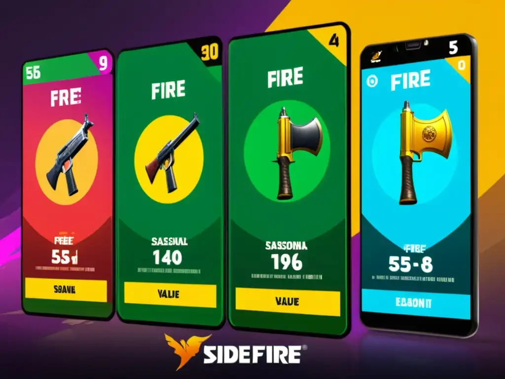 Comparativa pases temporada Free Fire: Detalles vibrantes de exclusivos skins, armas y recompensas de diferentes meses