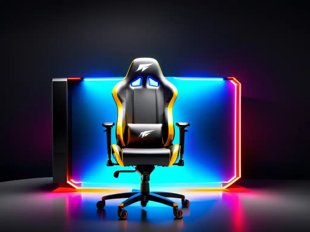 Una configuración ideal de PC FreeFire: moderno setup gaming con iluminación RGB, monitor de alto rendimiento, y silla ergonómica