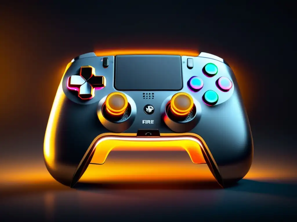 Controlador de juego moderno para Free Fire con diseño ergonómico, botones personalizables y luces LED