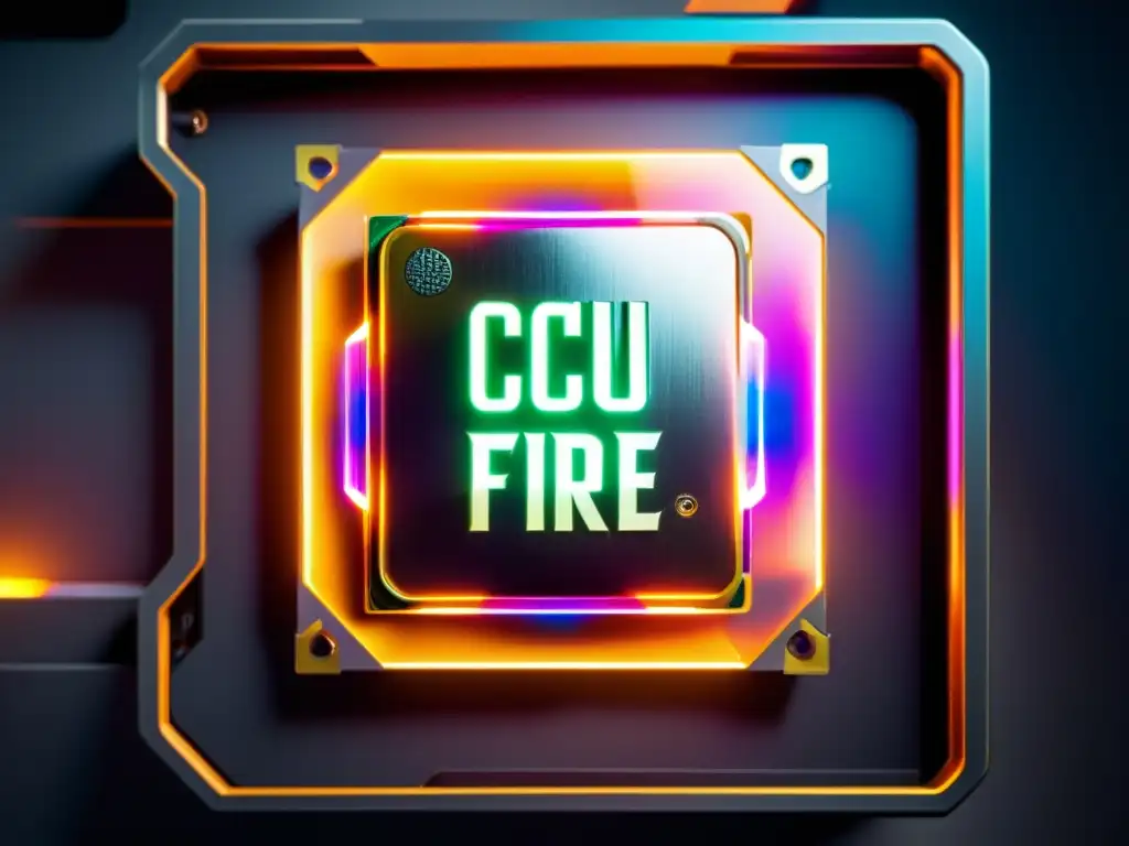 Un CPU gaming con luces LED vibrantes, reflejando potencia y rendimiento para Free Fire