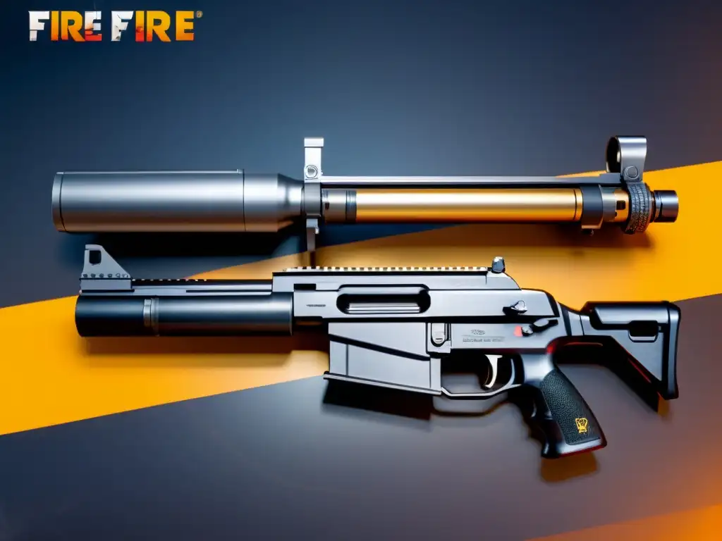 Exhibición detallada de armas de Free Fire con trayectorias balísticas