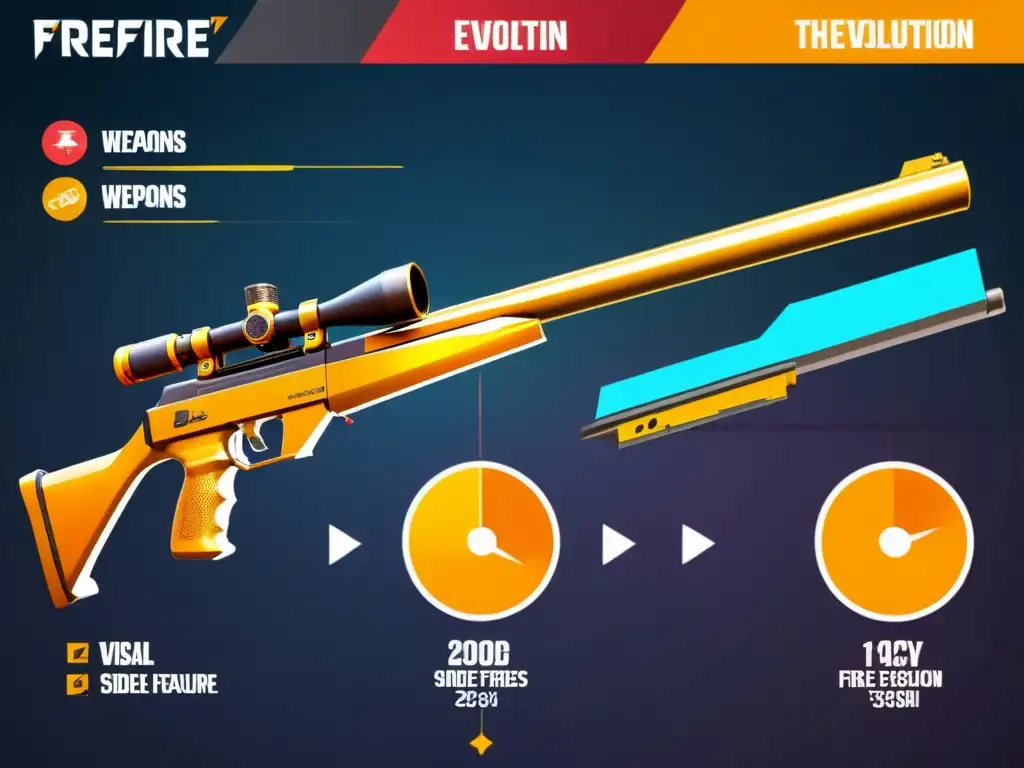 Infografía detallada compara evolución de armas en FreeFire