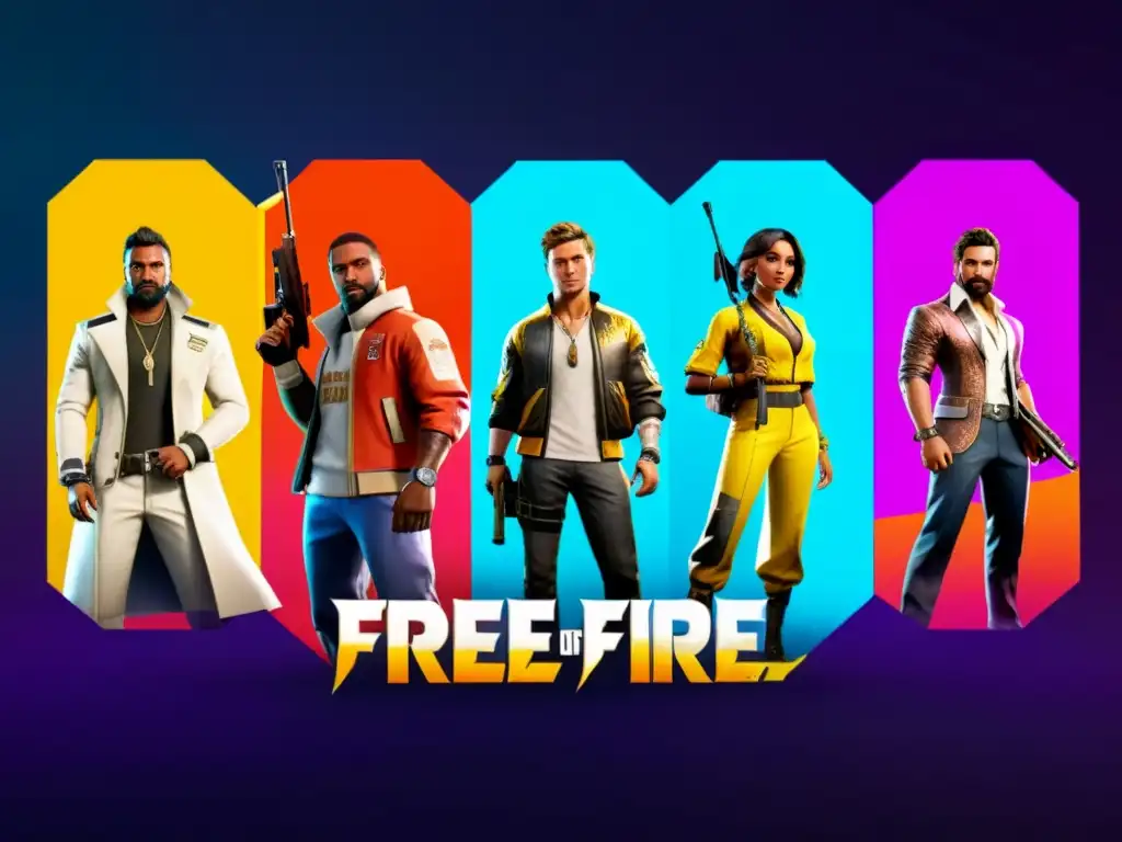 Una detallada imagen de la pantalla de selección de personajes de Free Fire, mostrando a todos los personajes disponibles con sus habilidades únicas