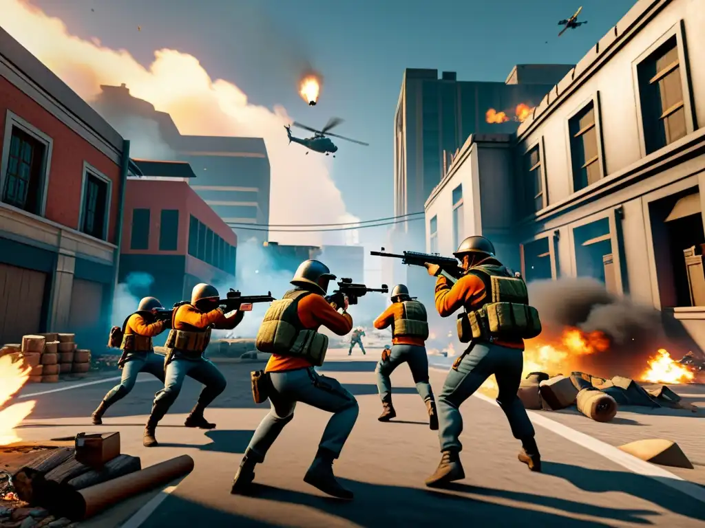 Ilustración detallada en 8k de jugadores de FreeFire en combate cercano