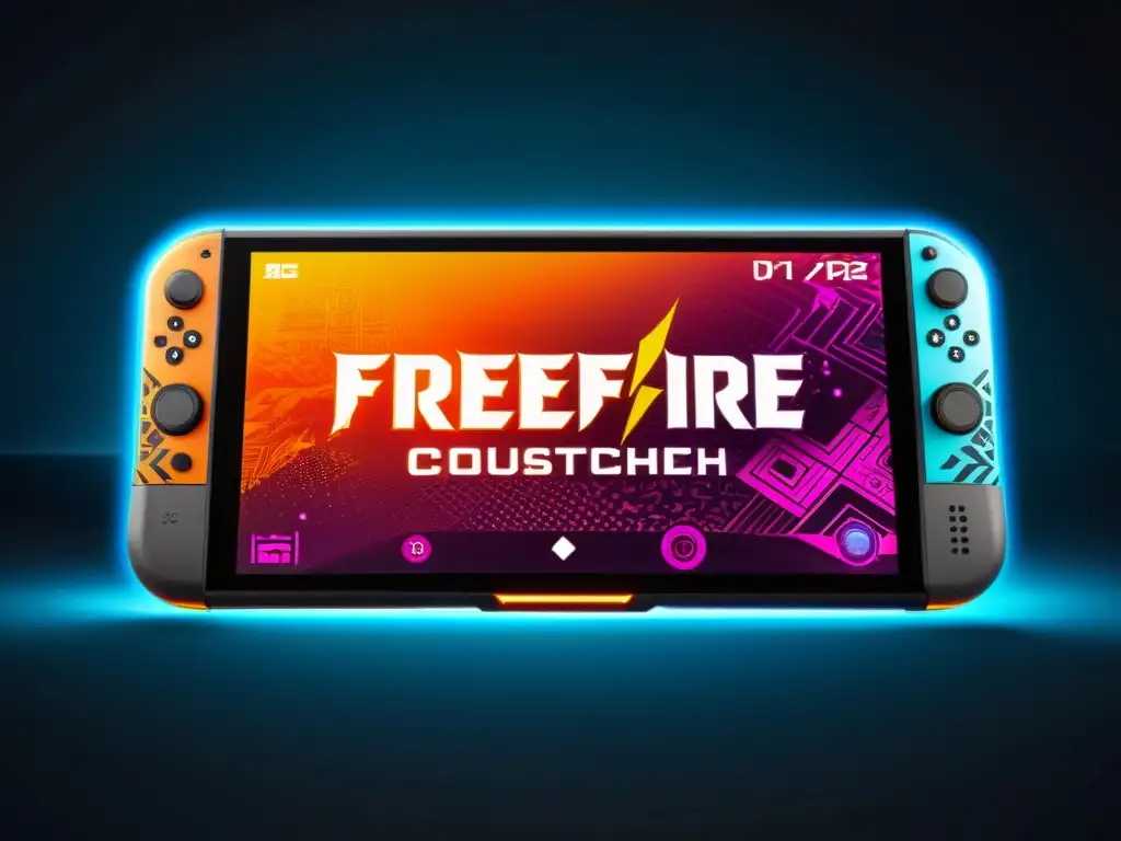 Detallada pantalla táctil personalizada para FreeFire, con diseño moderno, gráficos vibrantes y controles táctiles