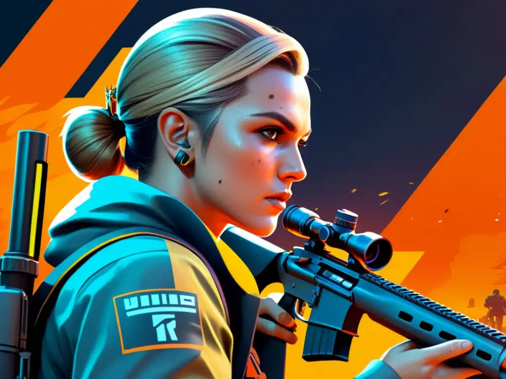 Un ilustración detallada en 8k de un personaje de FreeFire usando el entorno para cubrirse, resaltando tácticas visuales