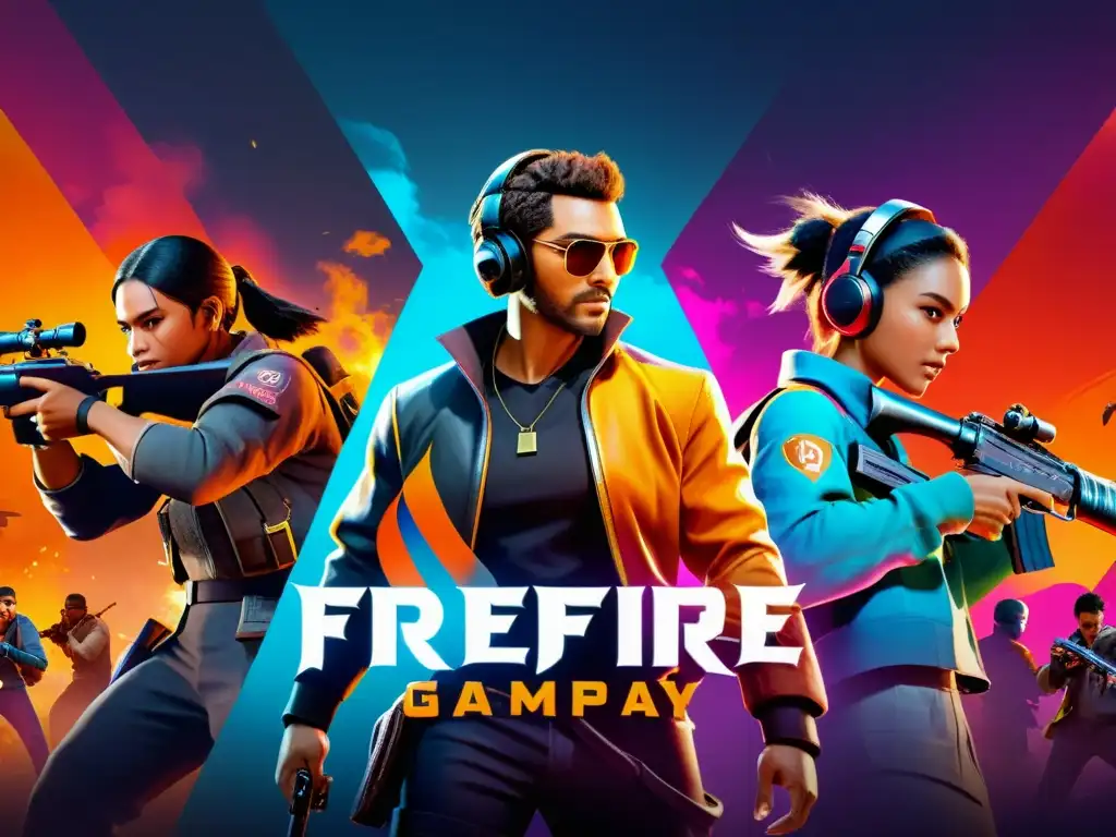 Un emocionante escenario de juego de FreeFire con jugadores concentrados en una intensa batalla estratégica