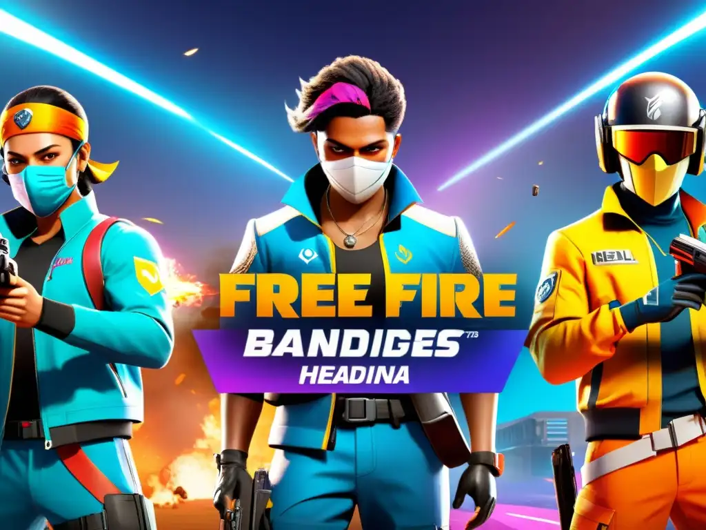 Equipo de Free Fire usando eficientemente botiquines en una intensa batalla