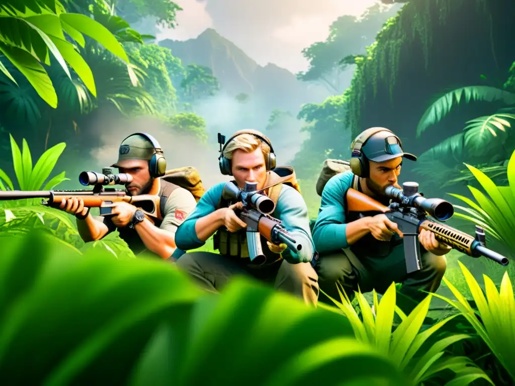 Equipo de FreeFire camuflado en la jungla, listo para emboscadas efectivas en FreeFire