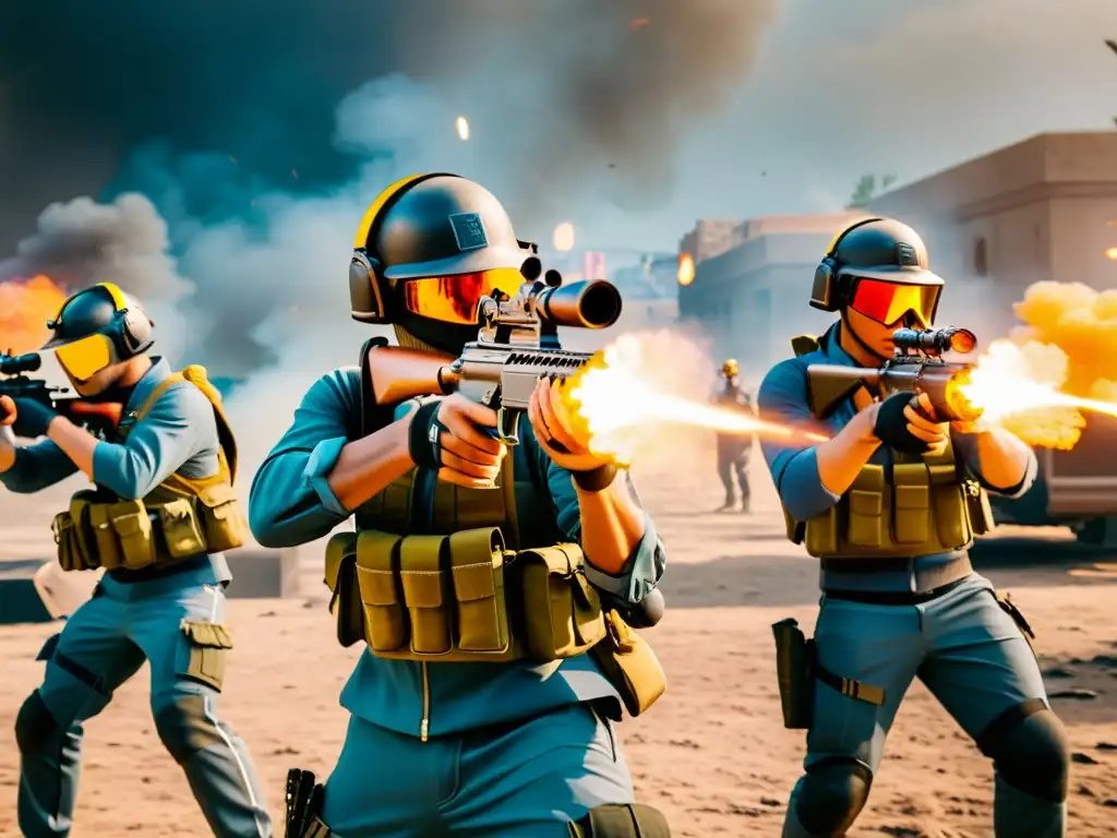 Equipo de Free Fire usando distracciones para ganar ventaja en un intenso enfrentamiento