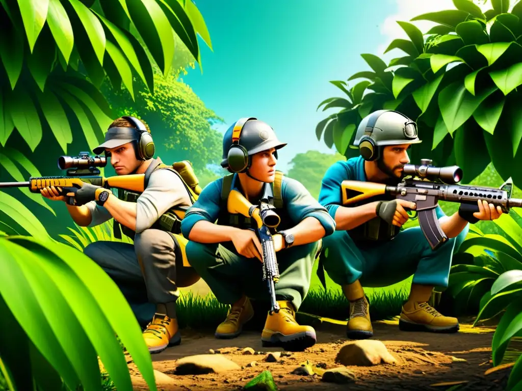 Equipo de Free Fire organiza emboscadas efectivas entre exuberante vegetación tropical