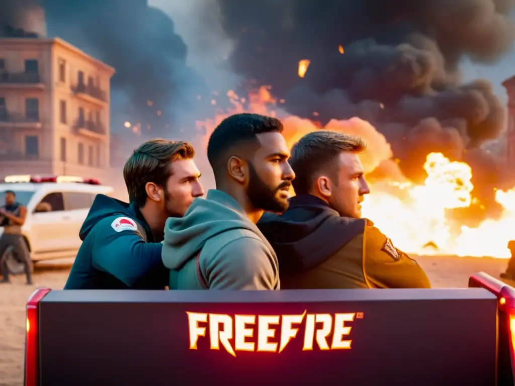 Equipo de FreeFire en acción, aplicando estrategias de curación en medio del caos de batalla