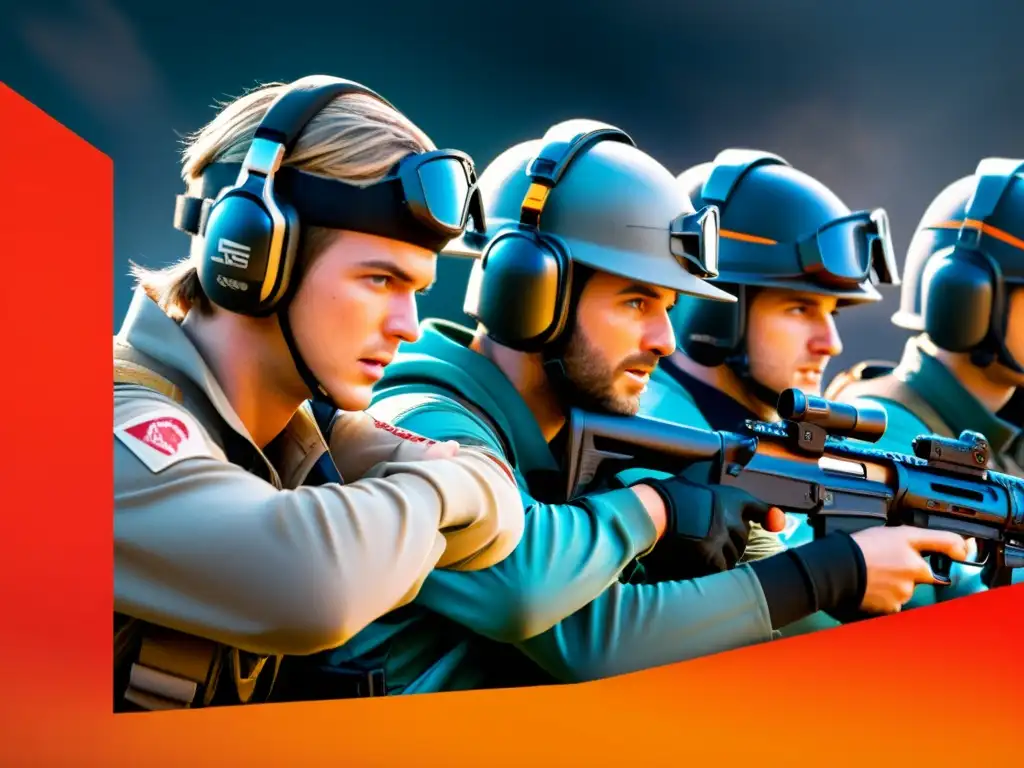 Un equipo de jugadores de FreeFire se reúne detrás de cobertura, coordinando estrategias bajo fuego intenso