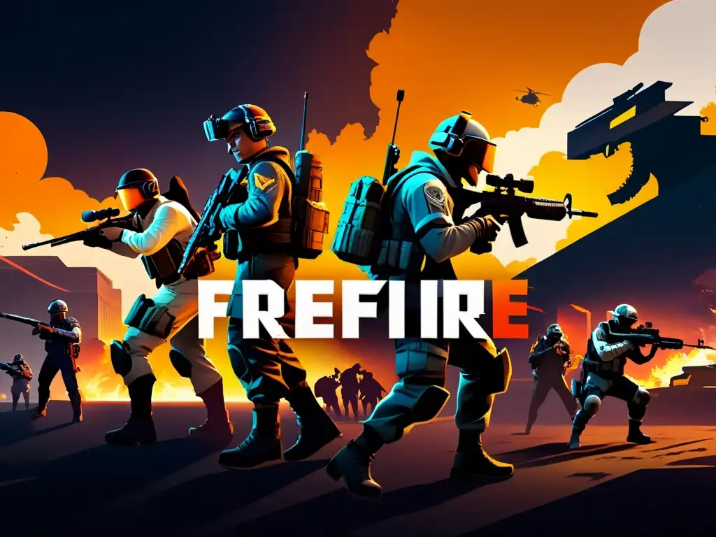 Equipo de jugadores en FreeFire, coordinando estrategias de respawn con precisión y enfoque intenso