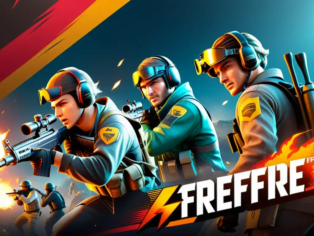 Un equipo de jugadores de FreeFire emplea estrategias para tomar puntos clave, mostrando intensidad y trabajo en equipo