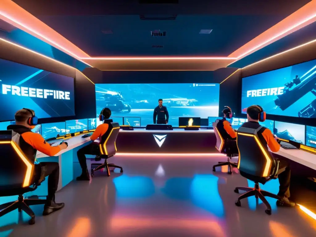 Un equipo de jugadores de FreeFire mejora la gestión del inventario en una sala virtual, organizando armas y suministros