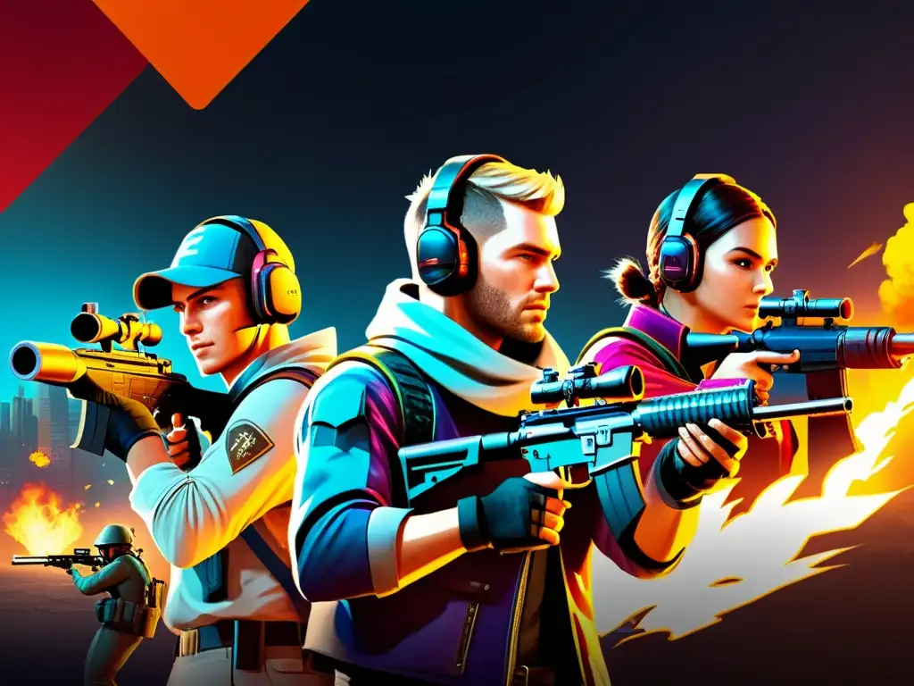 Un equipo de jugadores de FreeFire se posiciona estratégicamente para defender un punto clave