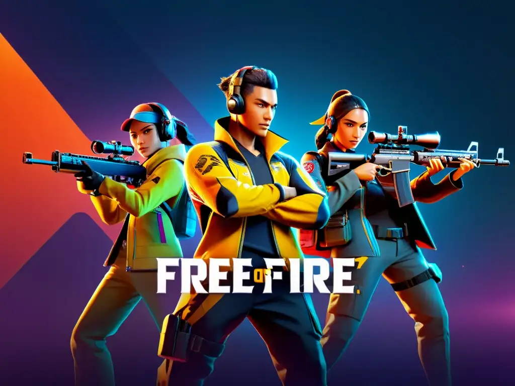 Un equipo de jugadores de Free Fire construye sinergia invencible en lo alto, mostrando tácticas y trabajo en equipo