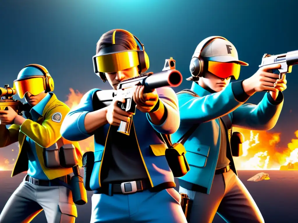 Equipo de Free Fire usando mejores estrategias emergencia pistolas