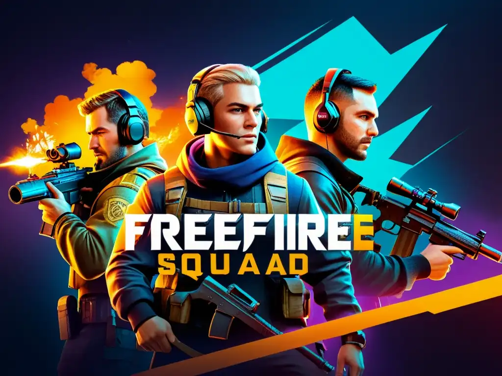 Equipo de FreeFire en plena planificación de movimientos estratégicos en un complejo urbano, inmersos en la intensa atmósfera del juego competitivo