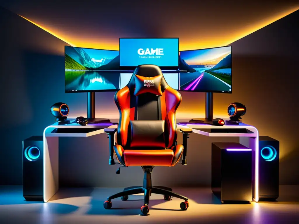 Escenario de juego moderno con integración de publicidad nativa en gaming, destacando sofisticación y tecnología avanzada