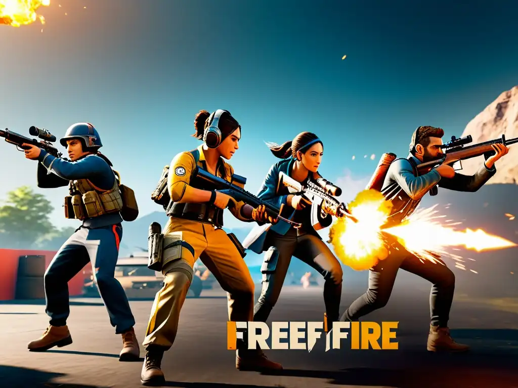 Un escuadrón de jugadores de Free Fire ejecuta movimientos avanzados con estrategia en un intenso taller de posicionamiento