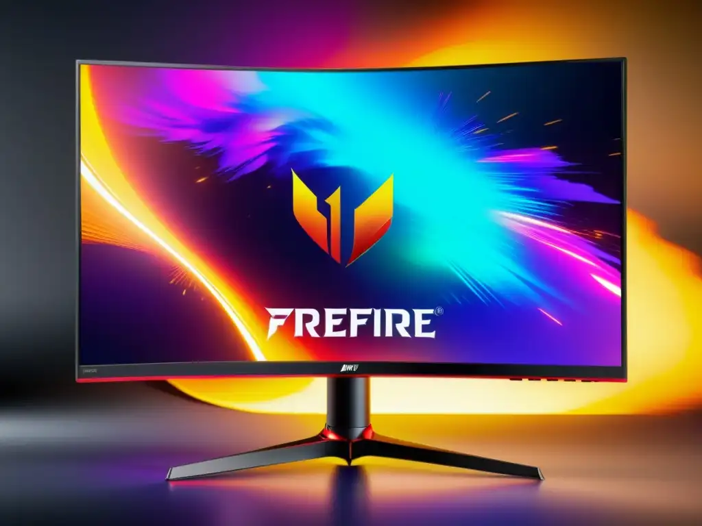 Experiencia inmersiva de FreeFire en monitor de alta resolución con diseño elegante y vibrante, ideal para gamers