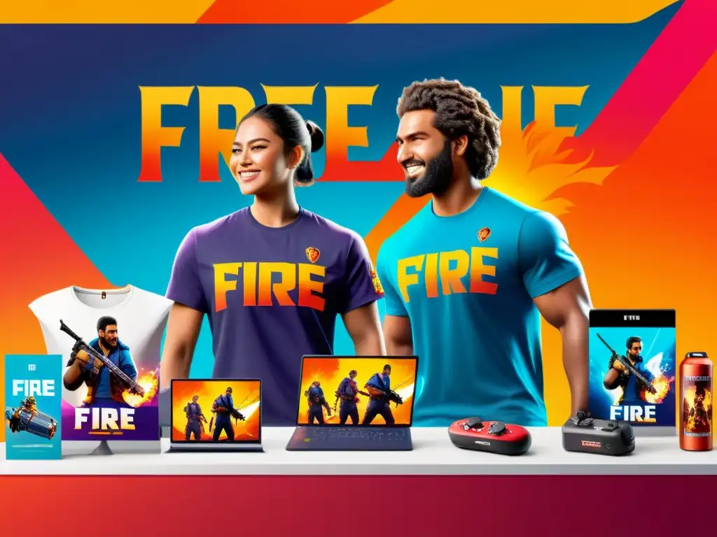 Fans entusiastas de Free Fire comprando mercancía con pasión y emoción en el stand, mostrando la esencia del merchandising que los aficionados adoran