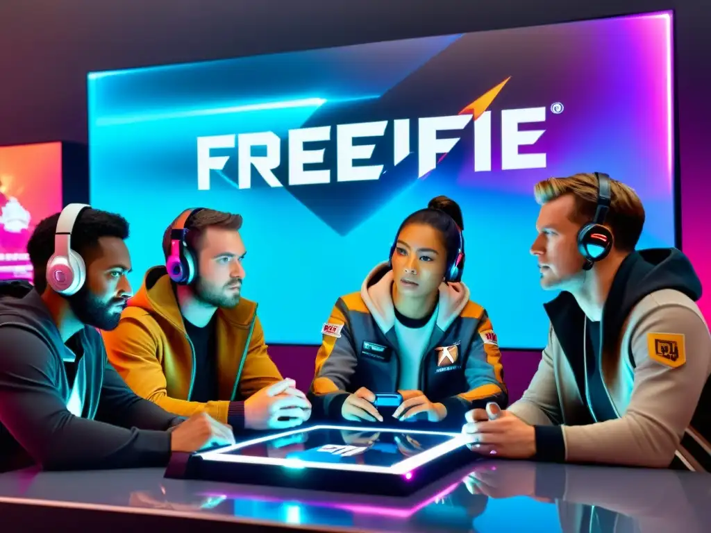 Fidelización de jugadores en FreeFire: Jugadores inmersos en estrategias en un entorno futurista de alta tecnología