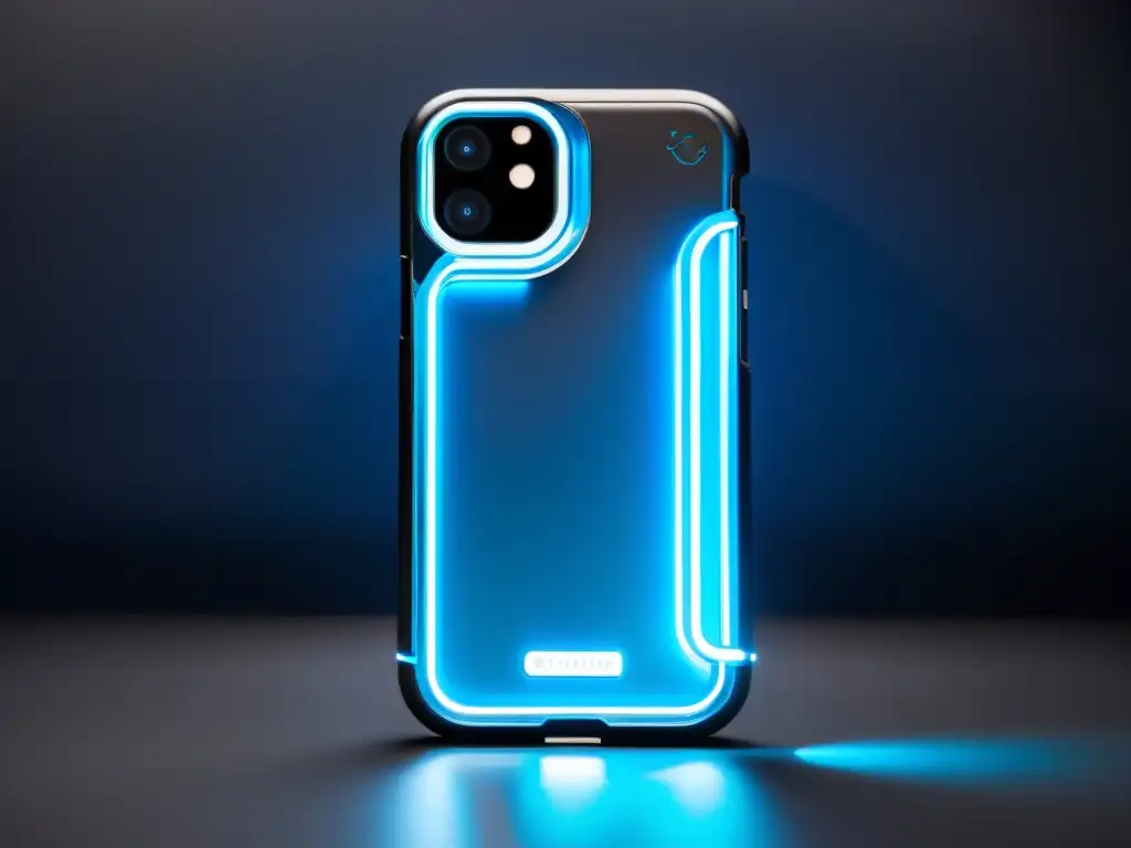 Una funda futurista para smartphone con enfriamiento incorporado, con luces LED y un diseño minimalista