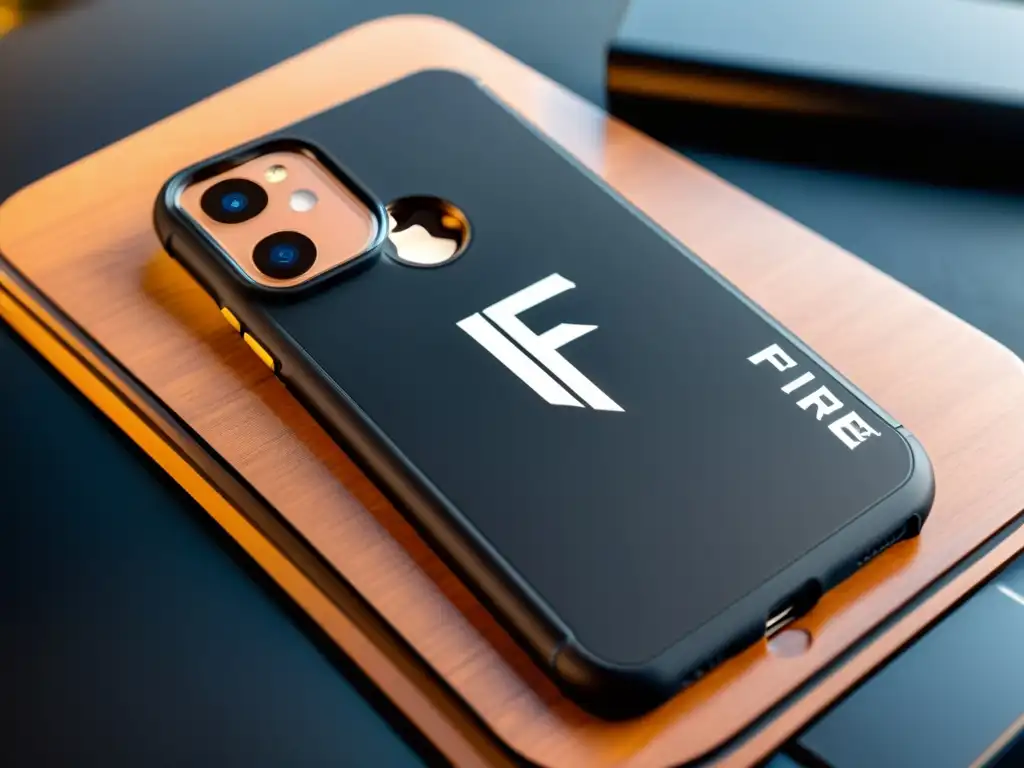 Una funda de teléfono móvil resistente con el audaz logo de FreeFire en la parte trasera, destacando su diseño robusto y acabado mate