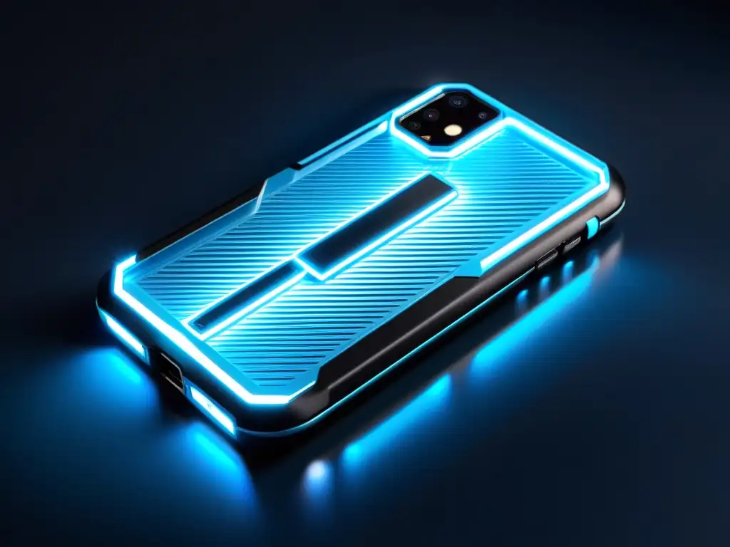 Fundas con enfriamiento para FreeFire: Estuche moderno con sistema de enfriamiento integrado y diseño futurista, iluminado con LED azul