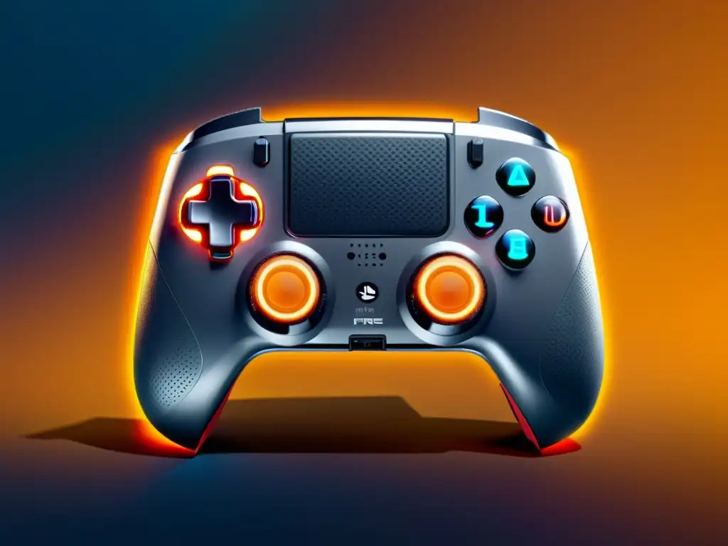 Un gamepad moderno con diseño ergonómico y detalles de alta precisión para jugar Free Fire