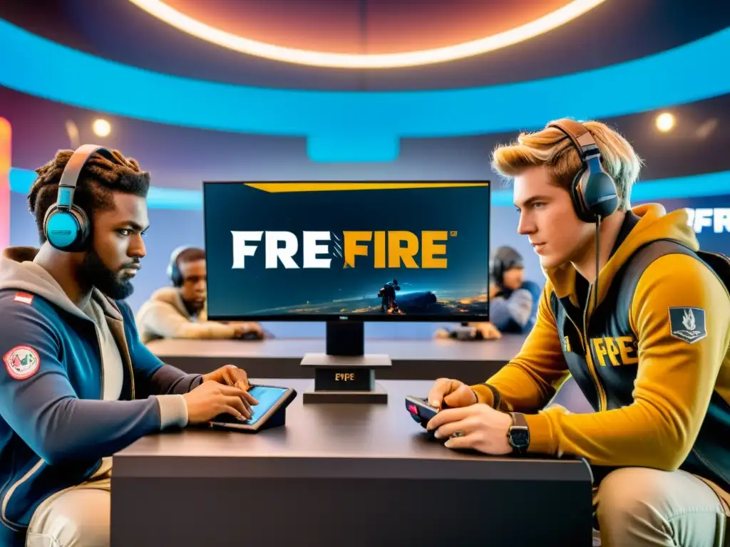 Un grupo diverso de jugadores disfruta de Free Fire en diferentes plataformas, creando un ambiente competitivo y colaborativo