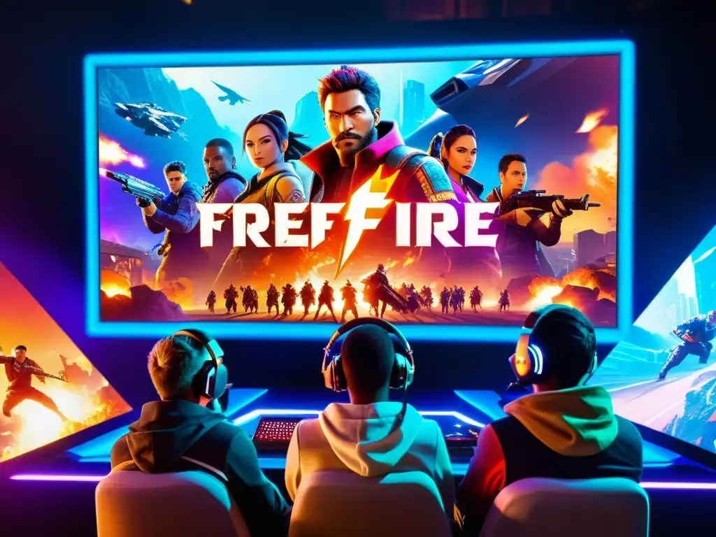 Grupo de gamers se emocionan en una intensa batalla de FreeFire