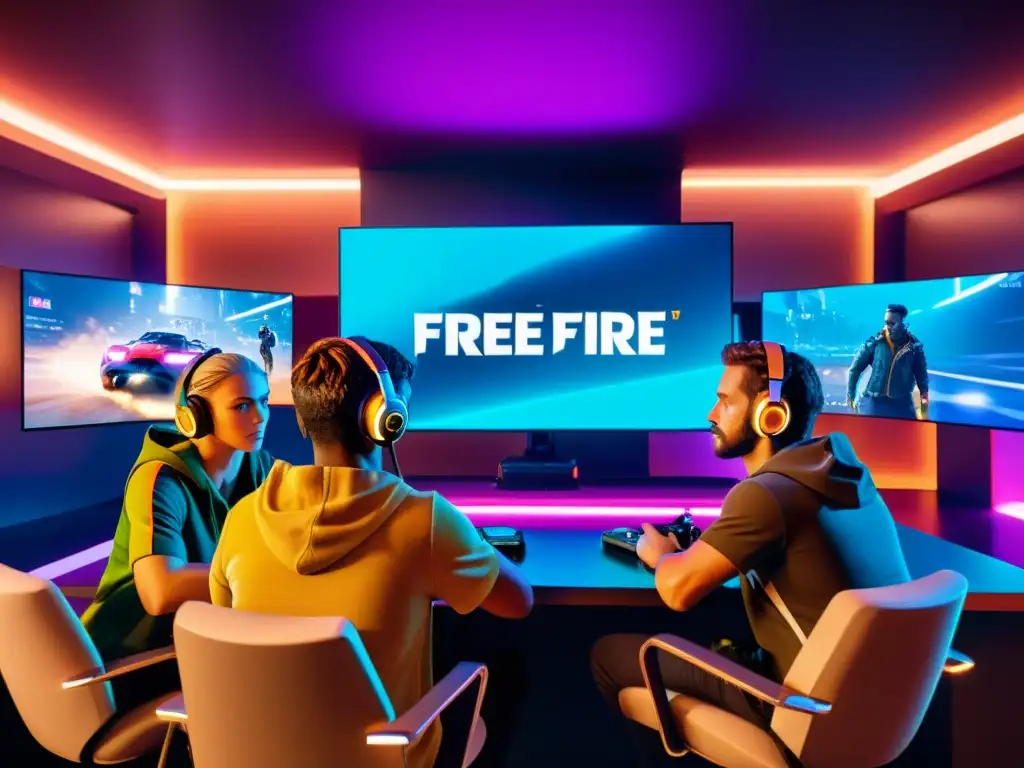 Un grupo de jugadores de Free Fire se concentra en la actualización del juego