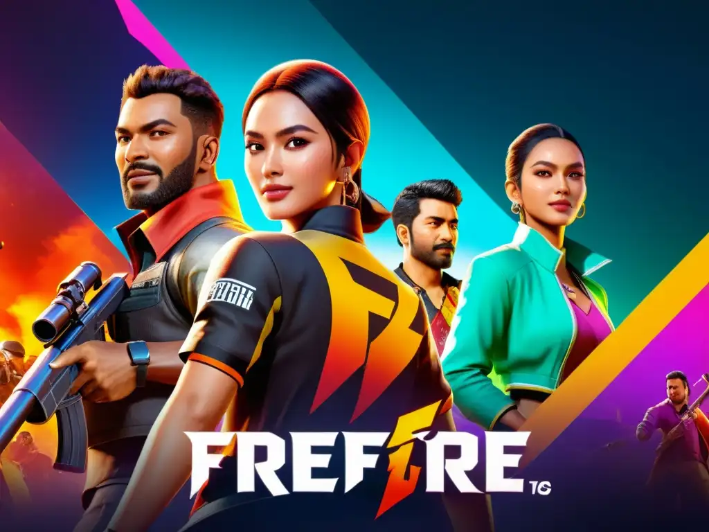 Un grupo de personajes animados de FreeFire interactúan con publicidad interactiva en el juego, mostrando su naturaleza atractiva y dinámica