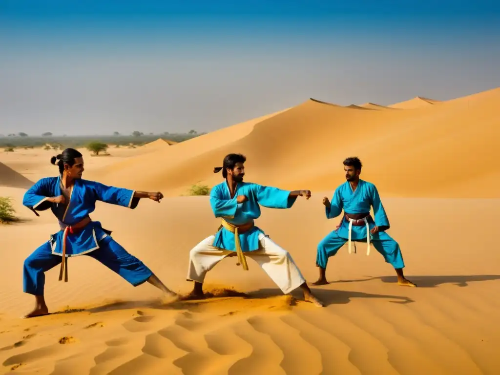 Guerreros Kalari practican su arte marcial en un desierto abrasador, adaptando su estilo al entorno extremo