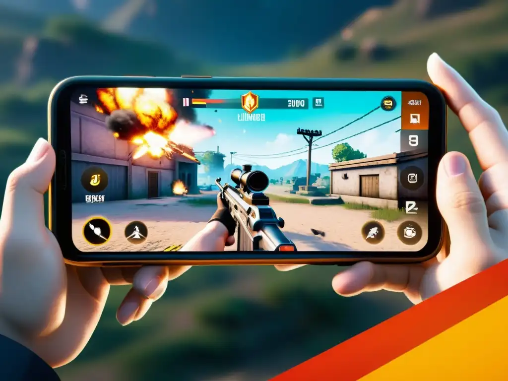 Imagen detallada de pantalla de smartphone mostrando emocionante juego en FreeFire, resaltando mejores smartphones para FreeFire