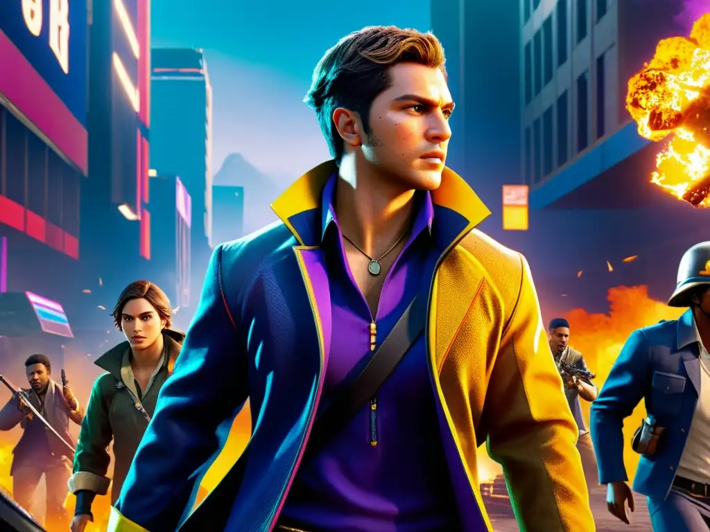 Imagen de juego Free Fire con tácticas de escape, estrategia y tensión en escena caótica y vibrante